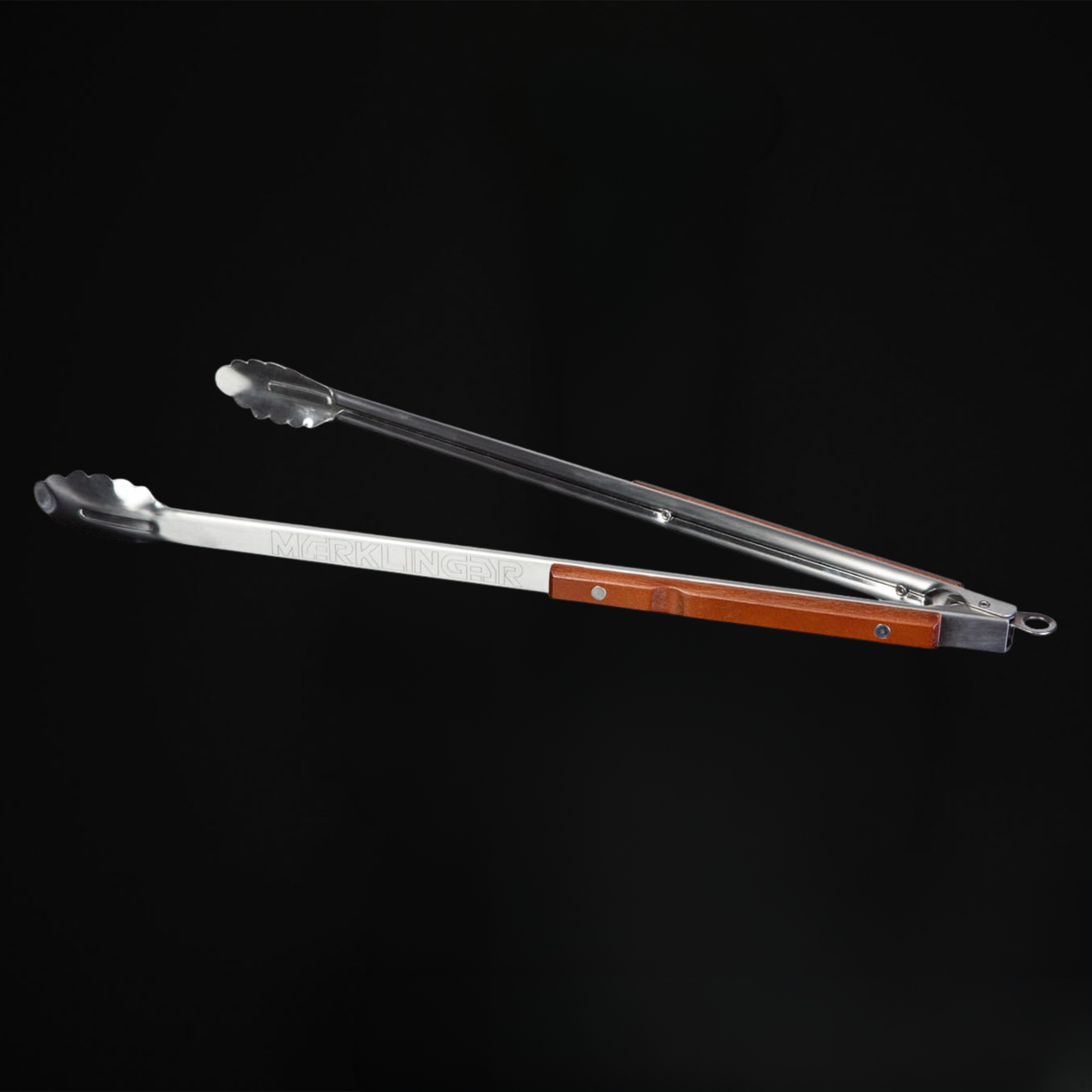 Merklinger XXL Grillzange aus Edelstahl mit Holzgriff zum sicheren Greifen von Grill- und Backgut